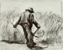 Копия картины "peasant with sickle, seen from the back" художника "ван гог винсент"