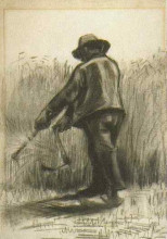Репродукция картины "peasant with sickle, seen from the back" художника "ван гог винсент"
