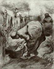 Копия картины "peasant woman at the washtub and peasant woman hanging up the laundry" художника "ван гог винсент"