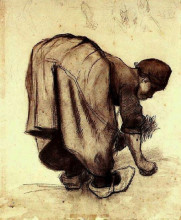 Картина "peasant woman bending over" художника "ван гог винсент"