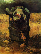 Репродукция картины "peasant woman digging" художника "ван гог винсент"