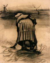 Копия картины "peasant woman lifting potatoes" художника "ван гог винсент"