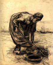 Копия картины "peasant woman lifting potatoes" художника "ван гог винсент"