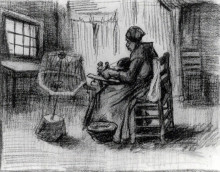Картина "peasant woman reeling yarn" художника "ван гог винсент"