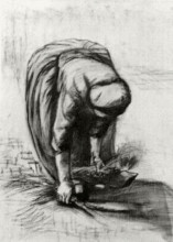 Картина "peasant woman stooping and gleaning" художника "ван гог винсент"
