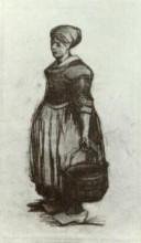Репродукция картины "peasant woman with a bucket" художника "ван гог винсент"