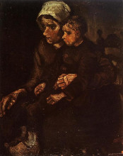 Репродукция картины "peasant woman with a child in her lap" художника "ван гог винсент"