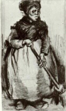 Картина "peasant woman with broom" художника "ван гог винсент"
