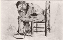 Репродукция картины "peasant sitting by the fireplace (worn out)" художника "ван гог винсент"