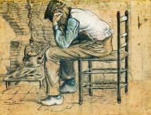 Картина "peasant sitting by the fireplace (worn out)" художника "ван гог винсент"