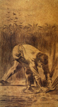 Копия картины "reaper with sickle (after millet)" художника "ван гог винсент"