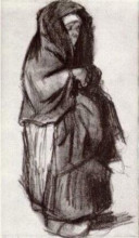 Копия картины "peasant woman with shawl over her head, seen from the side" художника "ван гог винсент"