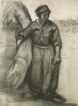 Репродукция картины "peasant woman, carrying a sheaf of grain" художника "ван гог винсент"