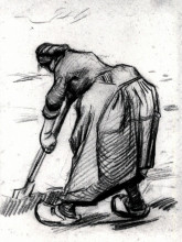 Репродукция картины "peasant woman, digging, seen from the side" художника "ван гог винсент"
