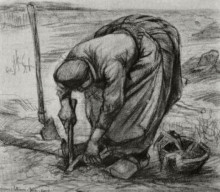 Репродукция картины "peasant woman, planting beets" художника "ван гог винсент"