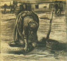 Копия картины "peasant woman, planting potatoes" художника "ван гог винсент"