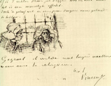 Репродукция картины "peasant woman, seen against the window, two heads" художника "ван гог винсент"