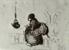 Репродукция картины "peasant woman, sitting by the fire" художника "ван гог винсент"