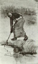 Картина "peasant woman, standing near a ditch or pool" художника "ван гог винсент"