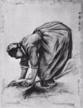 Репродукция картины "peasant woman, stooping" художника "ван гог винсент"