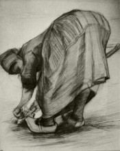 Репродукция картины "peasant woman, stooping with spade, possibly digging up carrots" художника "ван гог винсент"