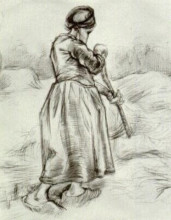 Копия картины "peasant woman, tossing hay, seen from the back" художника "ван гог винсент"