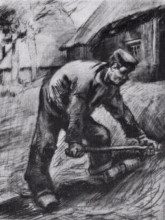 Репродукция картины "peasant, chopping" художника "ван гог винсент"