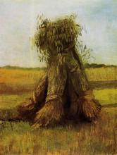 Копия картины "sheaves of wheat in a field" художника "ван гог винсент"