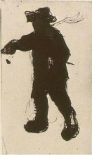 Копия картины "silhouette of a man with a rake" художника "ван гог винсент"