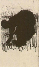 Репродукция картины "silhouette of a peasant woman digging carrots" художника "ван гог винсент"