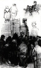 Копия картины "sketches for the drawing of an auction" художника "ван гог винсент"