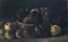 Репродукция картины "still life with a basket of apples" художника "ван гог винсент"