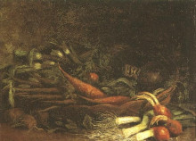 Репродукция картины "still life with a basket of vegetables" художника "ван гог винсент"