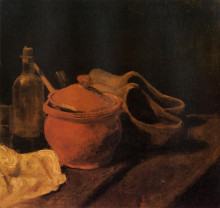 Копия картины "still life with earthenware, bottle and clogs" художника "ван гог винсент"