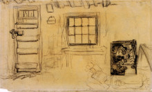 Картина "studies of the interior of a cottage, and a sketch of the potato eaters" художника "ван гог винсент"