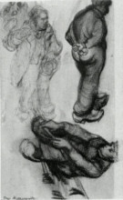Репродукция картины "study of three peasants, one sitting" художника "ван гог винсент"