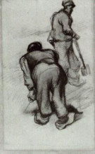Копия картины "study of two peasants" художника "ван гог винсент"