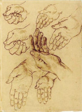 Картина "study sheet with seven hands" художника "ван гог винсент"