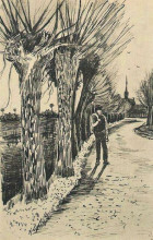 Репродукция картины "road with pollard willows" художника "ван гог винсент"