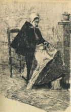 Копия картины "scheveningen woman sewing" художника "ван гог винсент"