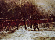 Копия картины "the parsonage garden at nuenen in the snow" художника "ван гог винсент"