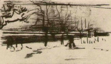 Картина "the parsonage garden in the snow" художника "ван гог винсент"