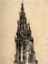 Копия картины "the spire of the church of our lady" художника "ван гог винсент"