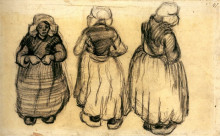Репродукция картины "three studies of a woman with a shawl" художника "ван гог винсент"