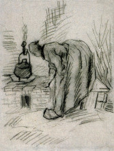 Репродукция картины "woman by a hearth" художника "ван гог винсент"