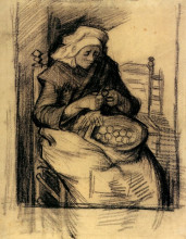 Картина "woman peeling potatoes" художника "ван гог винсент"