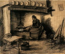 Картина "woman preparing a meal" художника "ван гог винсент"
