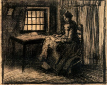 Копия картины "woman sewing" художника "ван гог винсент"
