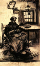 Репродукция картины "woman shelling peas" художника "ван гог винсент"