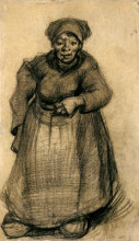 Репродукция картины "woman with her left arm raised" художника "ван гог винсент"